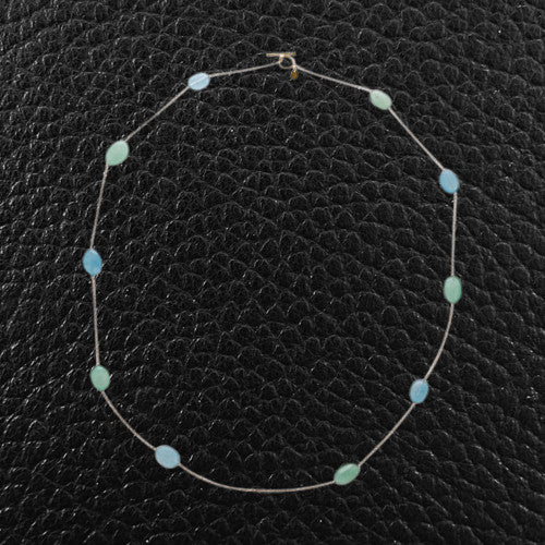 Blue Topaz & Emerald Bead Necklace