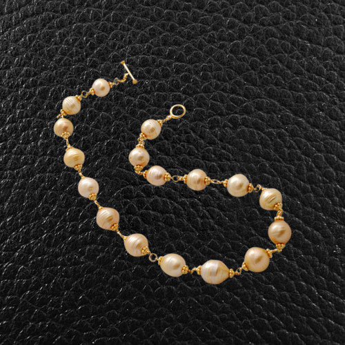 Golden Baroque Pearl Necklace