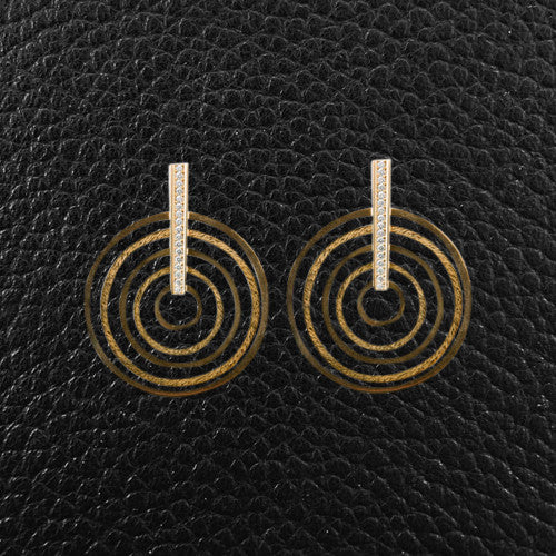 Yellow Gold & Diamond Concentric Circle Earrings