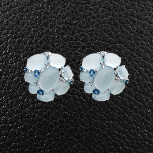 Aquamarine, Sapphire & Diamond Earrings