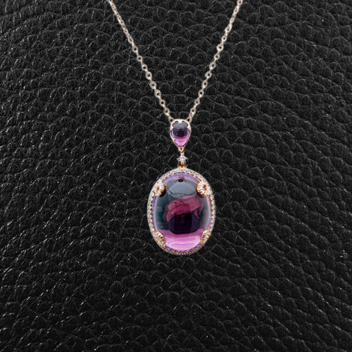 Cabochon Amethyst & Diamond Pendant