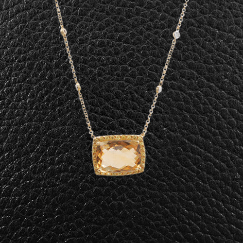 Citrine, Yellow Sapphire & Diamond Pendant