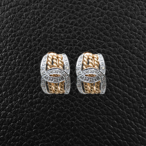 Gold Twist & Diamond Earrings