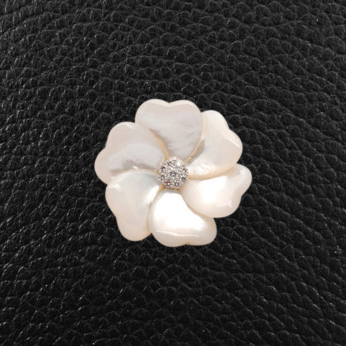 Mother of Pearl & Diamond Flower Pin