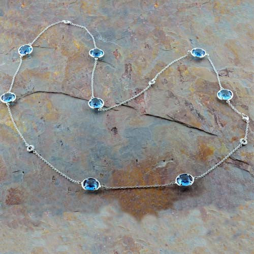 Blue Topaz & Diamond Necklace