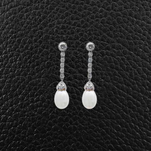 South Sea Pearl & Diamond Drop Earrings