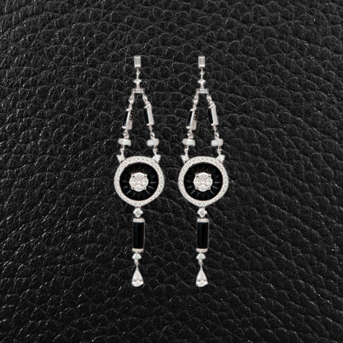 Onyx & Diamond Dangle Earrings