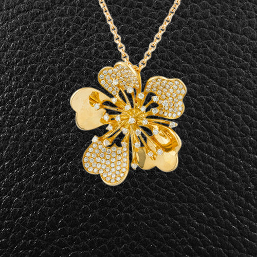 Gold & Diamond Flower Pendant