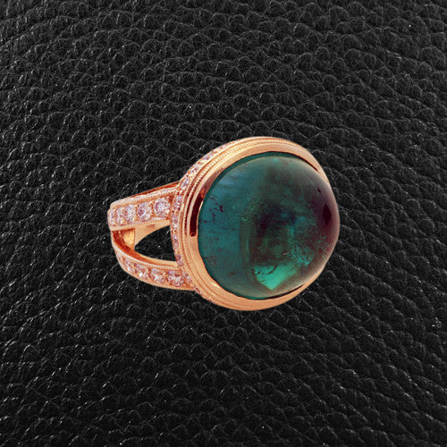 Cabochon Emerald & Diamond Ring
