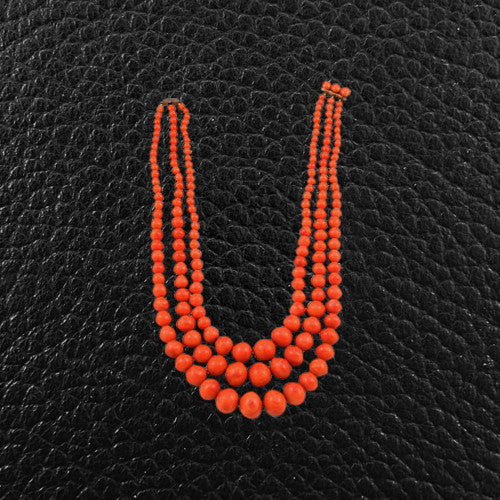 Red Coral Bead Estate Necklace
