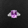 Cushion cut Pink Sapphire and Diamond Ring
