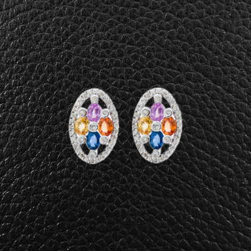 Multi-color Sapphire & Diamond Earrings