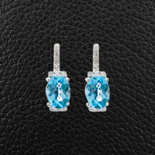 Blue Topaz & Diamond Earrings