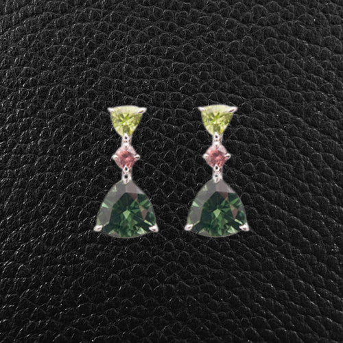 Peridot, Tourmaline & Zircon Earrings