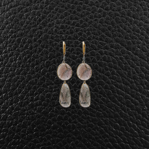 Labradorite & Diamond Earrings