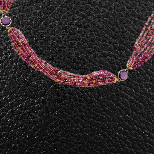 Tourmaline Bead & Amethyst Necklace