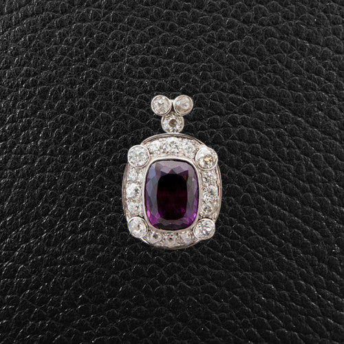 Purple Tourmaline & Diamond Pendant