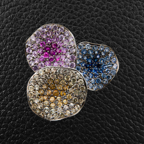 Flower Petal Ring with Pink, Yellow & Blue Sapphires