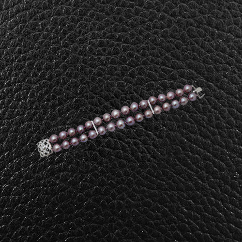 Double Row Natural Violet Pearl Bracelet