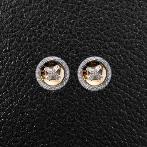 Gold & Diamond Button Earrings