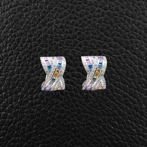Multicolor Sapphire & Diamond Earrings