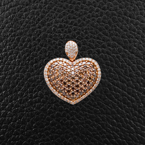 Brown & White Diamond Heart Pendant
