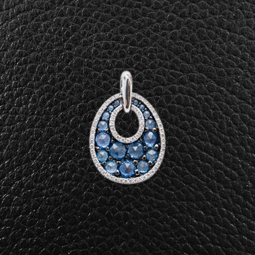 Sapphire & Diamond Oval Shaped Pendant