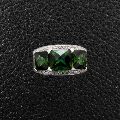 Green Tourmaline & Diamond Ring