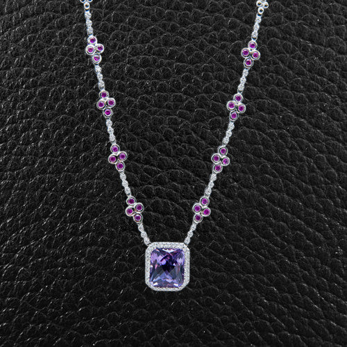 Amethyst, Pink Sapphire & Diamond Necklace