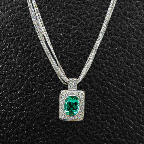 Green Tourmaline & Diamond Necklace