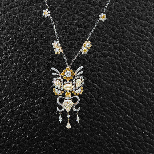Intricate Floral Theme Diamond Necklace