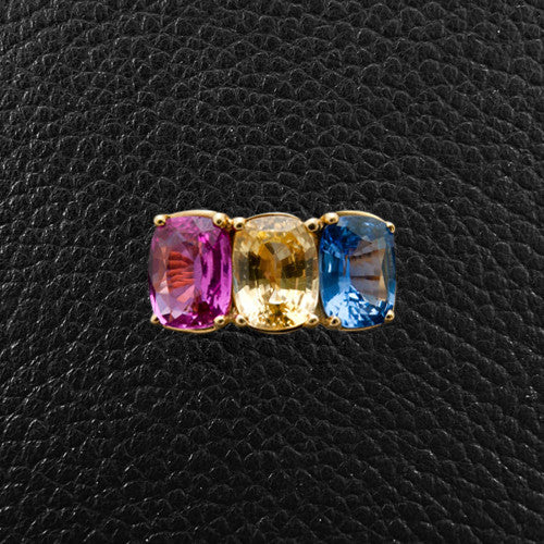 Pink, Yellow & Blue Sapphire Ring