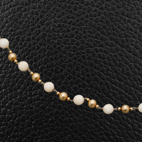 Gold & Ivory Bead Estate Necklace