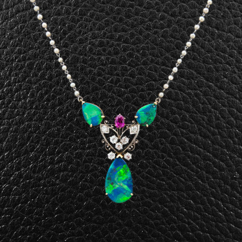 Opal & Diamond Necklace