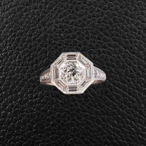 Octagonal Diamond Engagement Ring