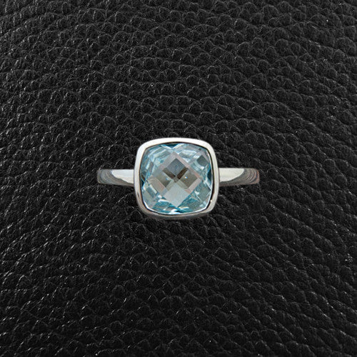 Cushion cut Blue Topaz Ring