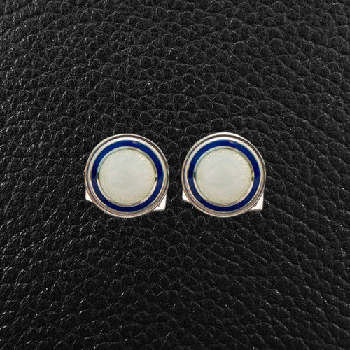 Navy & White Round Cufflinks