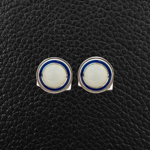 Navy & White Round Cufflinks