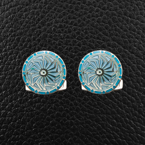 Light Blue Round Cufflinks