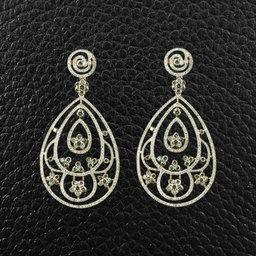 Ornate Diamond Dangle Earrings