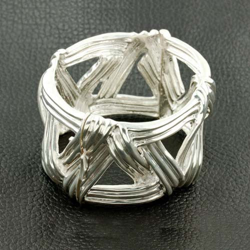 Sterling Silver Woven Hinged Bangle Bracelet