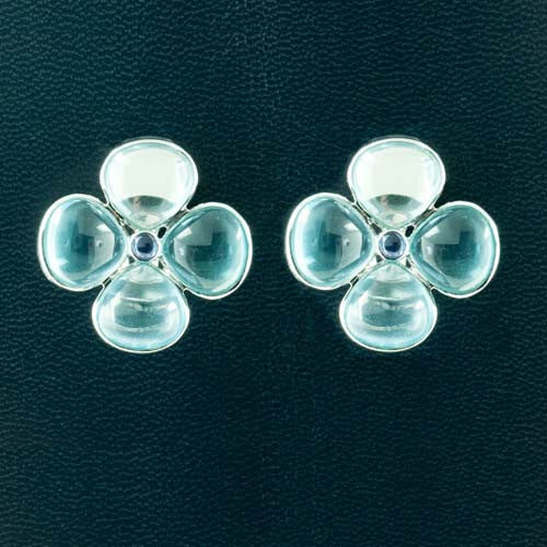 Blue Topaz & Iolite Flower Earrings