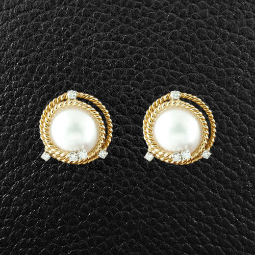 Pearl & Diamond Estate Tiffany Earrings