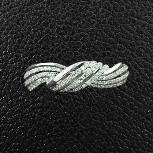 White Gold & Diamond Swirl Ring