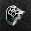 Black & White Agate Ring with Black & White Diamonds