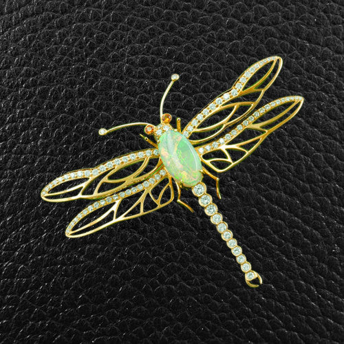 Opal & Diamond Dragonfly Estate Tiffany Pin
