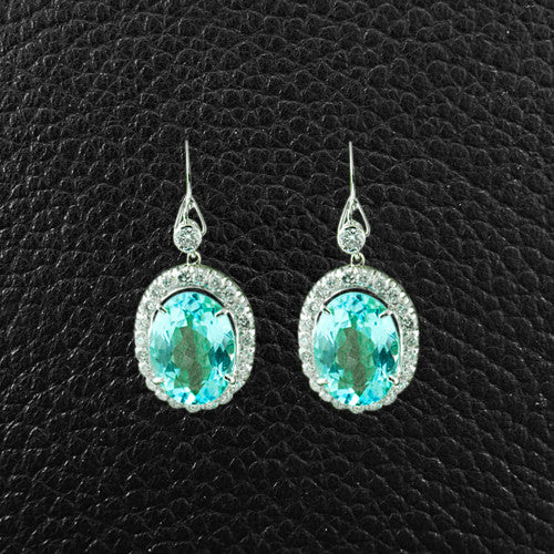 Blue Topaz & Diamond Dangle Earrings