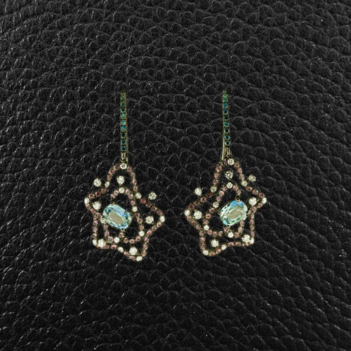 Multi-Gemstone Dangle Earrings