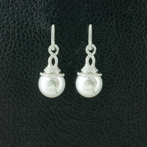 Pearl & Diamond Dangle Earrings
