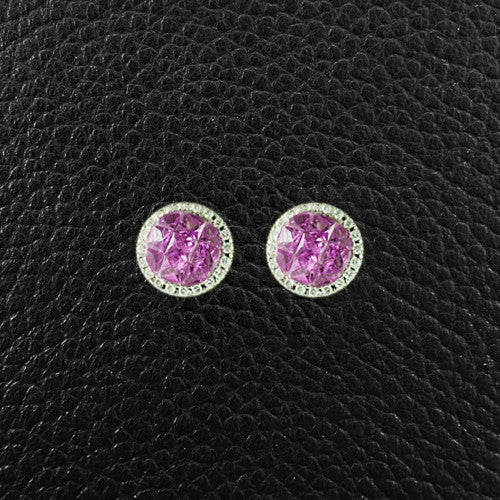 Pink Sapphire & Diamond Earrings